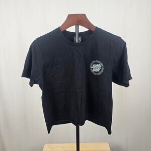 Santa Cruz Skateboards Logo Crop Tee Black Cotton Skate Streetwear M